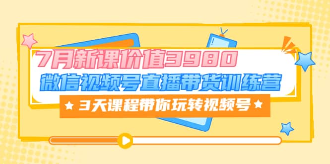 微信视频号直播带货训练营，3天课程带你玩转视频号：7月新课价值3980-布谷屋网赚资源网