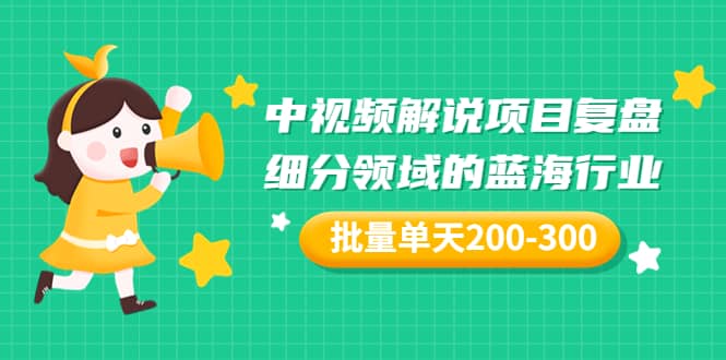 某付费文章：中视频解说项目复盘：细分领域的蓝海行业 批量单天200-300收益-布谷屋免费网赚资源网