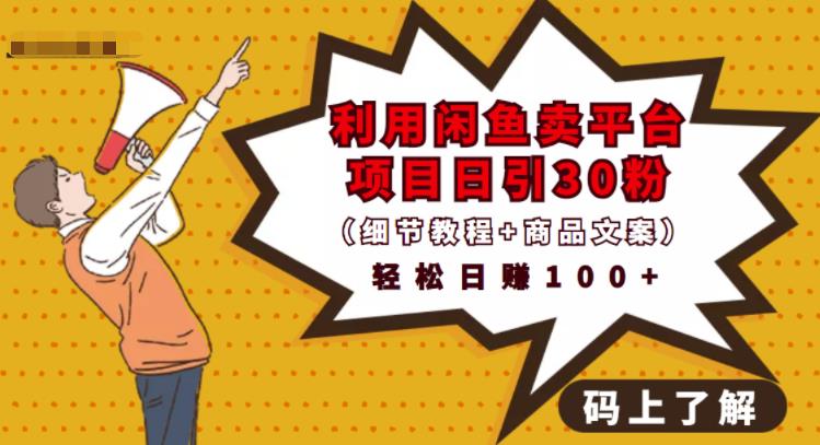 利用闲鱼卖平台项目课程资源日引流30 精准粉丝，轻松日赚100 ，积累人脉可实现二次变现（细节教程 商品文案）-布谷屋免费网赚资源网