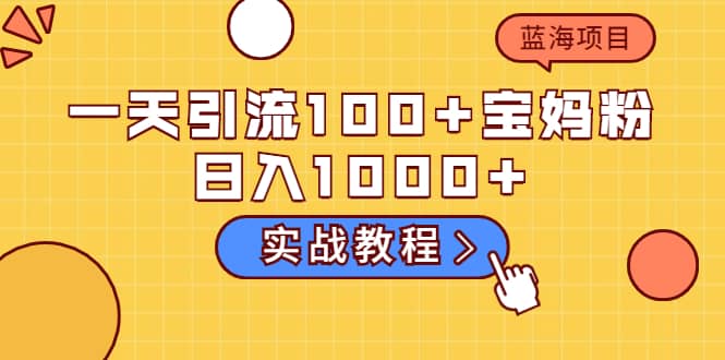 一天引流100 宝妈粉，日入1000 的蓝海项目（实战教程）-布谷屋网赚资源网