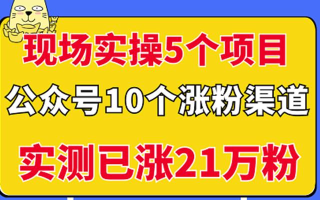 现场实操5个公众号项目,10个涨粉渠道,实测已涨21万粉!-布谷屋免费网赚资源网