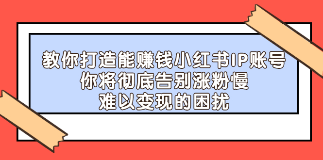 教你打造能赚钱小红书IP账号，了解透彻小红书的真正玩法-BT网赚资源网