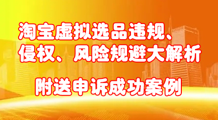 淘宝虚拟选品违规、侵权、风险规避大解析，附送申诉成功案例！-BT网赚资源网