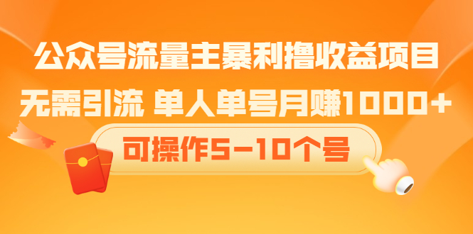 公众号流量主暴利撸收益项目，空闲时间操作-BT网赚资源网