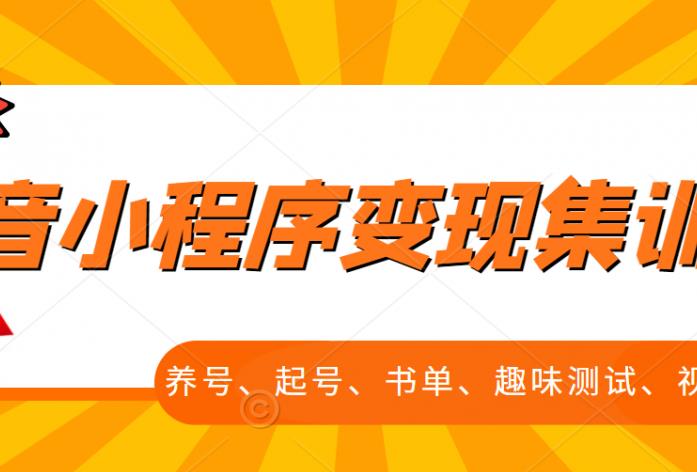 抖音小程序变现集训课，养号、起号、书单、趣味测试、视频剪辑，全套流程-布谷屋网赚资源网