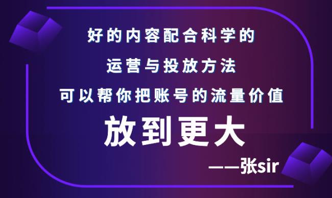 张sir账号流量增长课,告别海王流量,让你的流量更精准-布谷屋免费网赚资源网