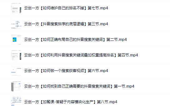 云创一方2022抖音SEO系列课程,教你如何快速上抖音搜索排名第一-布谷屋免费网赚资源网