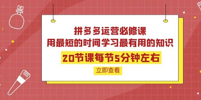拼多多运营必修课：20节课每节5分钟左右，用最短的时间学习最有用的知识-布谷屋免费网赚资源网
