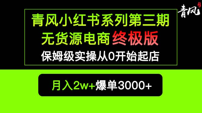 小红书无货源电商爆单终极版【视频教程 实战手册】保姆级实操从0起店爆单-布谷屋免费网赚资源网