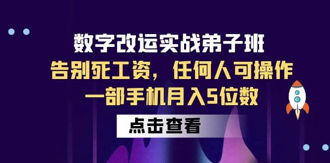 数字 改运实战弟子班:告别死工资,任何人可操作,一部手机月入5位数-布谷屋免费网赚资源网