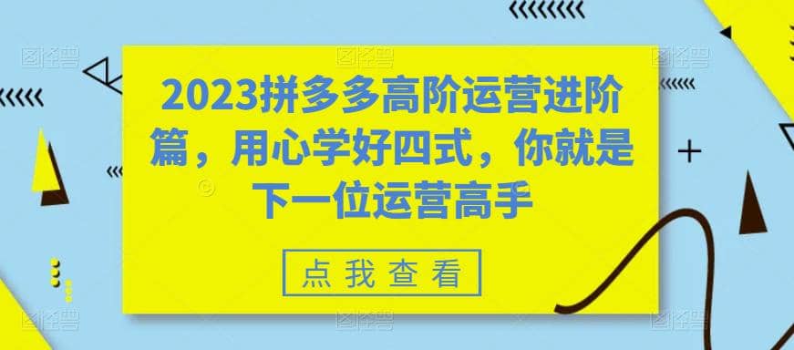 2023拼多多高阶运营进阶篇,用心学好四式,你就是下一位运营高手-布谷屋免费网赚资源网