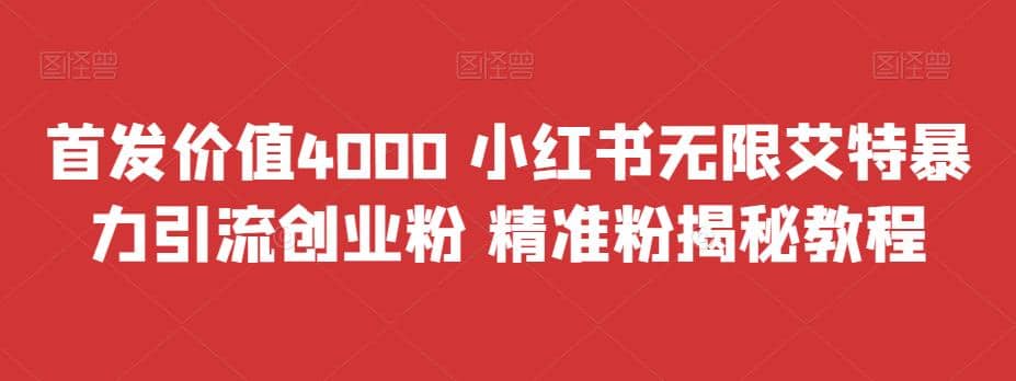 首发价值4000 小红书无限艾特暴力引流创业粉 精准粉揭秘教程-布谷屋免费网赚资源网