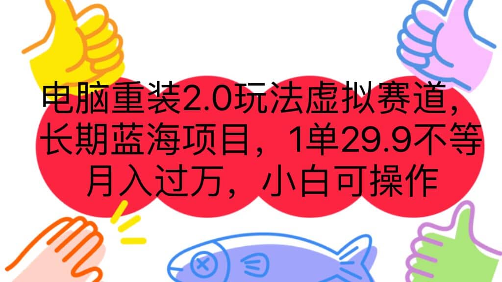 电脑重装2.0玩法虚拟赛道,长期蓝海项目 一单29.9不等 月入过万 小白可操作-布谷屋免费网赚资源网