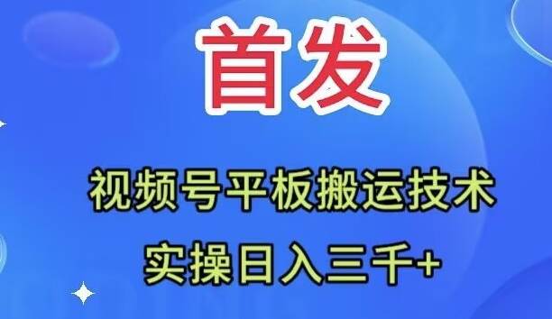 全网首发：视频号平板搬运技术，实操日入三千＋-布谷屋免费网赚资源网