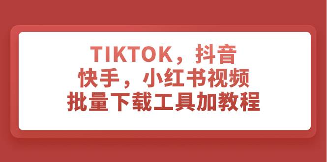 TIKTOK，抖音，快手，小红书视频批量下载工具加教程-布谷屋免费网赚资源网