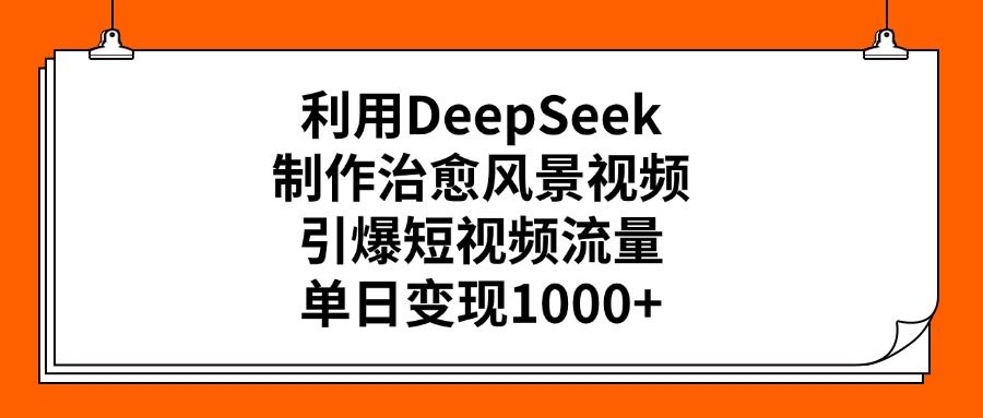 利用DeepSeek制作治愈风景视频,引爆短视频流量,单日变现1000+-布谷屋免费网赚资源网