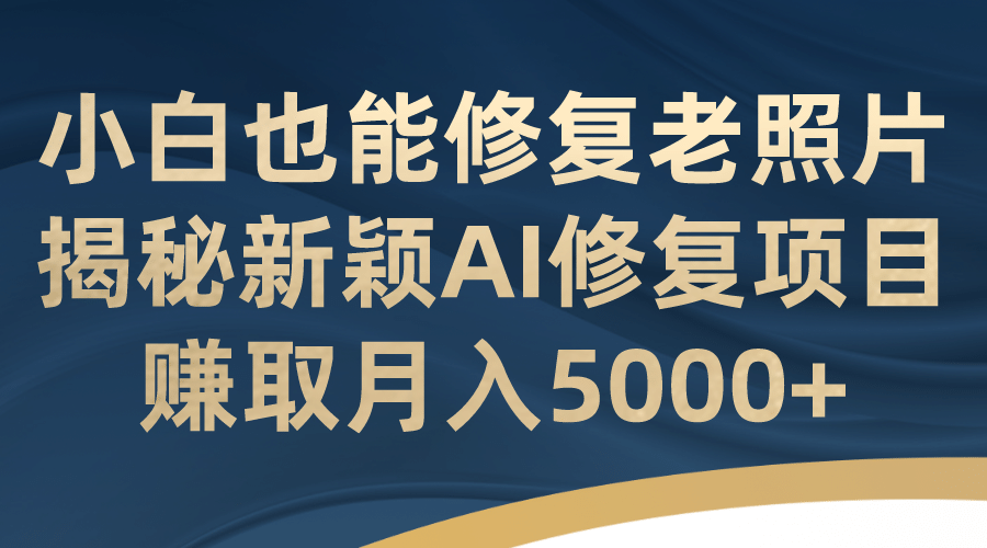 小白也能修复老照片！揭秘新颖AI修复项目，赚取月入5000+-布谷屋免费网赚资源网
