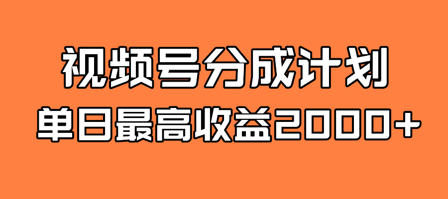 全新蓝海 视频号掘金计划 日入2000+-布谷屋免费网赚资源网