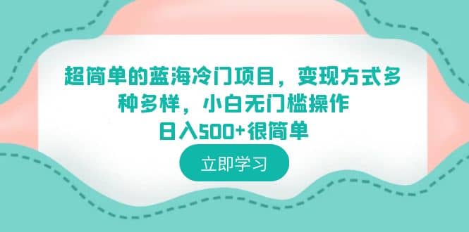 超简单的蓝海冷门项目,变现方式多种多样,小白无门槛操作日入500+很简单-布谷屋免费网赚资源网