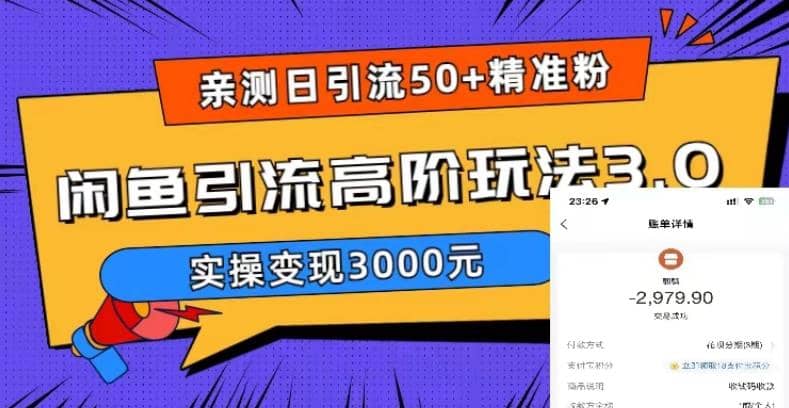 实测日引50+精准粉，闲鱼引流高阶玩法3.0，实操变现3000元-布谷屋免费网赚资源网