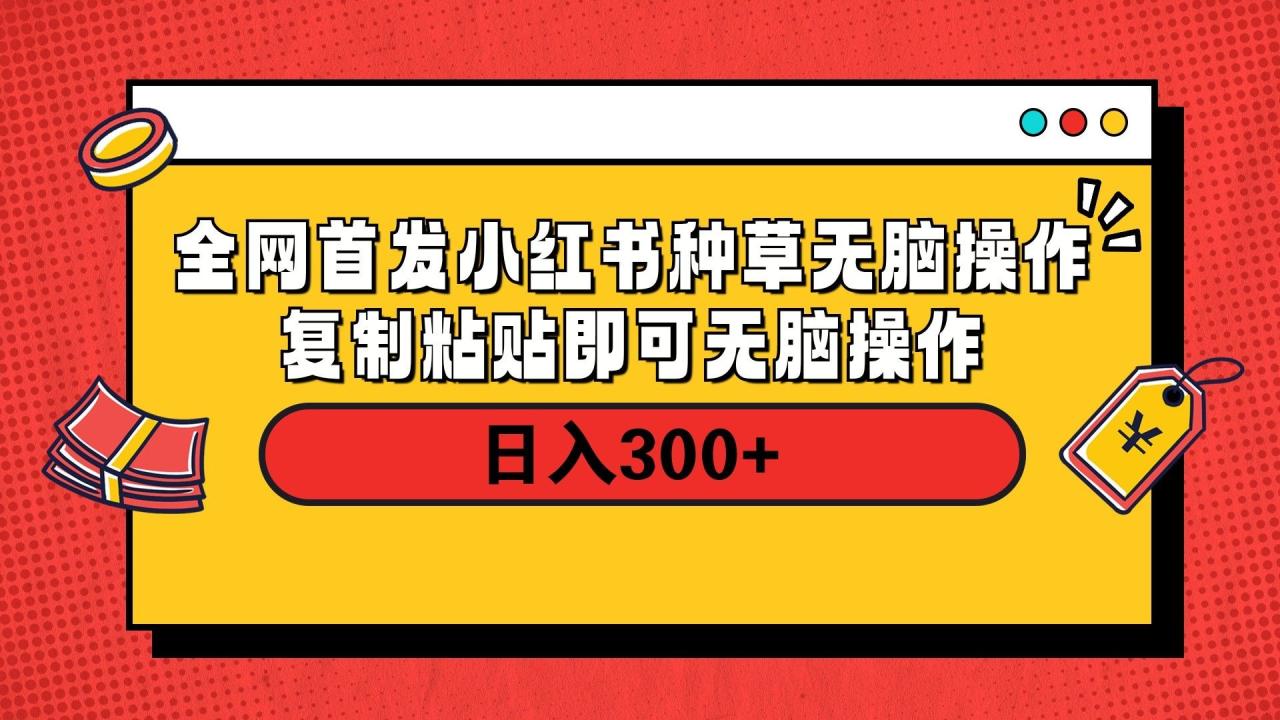 全网首发 小红书种草无脑操作复制黏贴即可 轻松日入300+-布谷屋免费网赚资源网