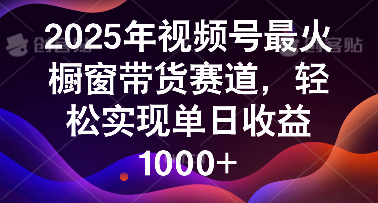 2025年视频号最火橱窗带货赛道,轻松实现单日收益1000+-布谷屋免费网赚资源网