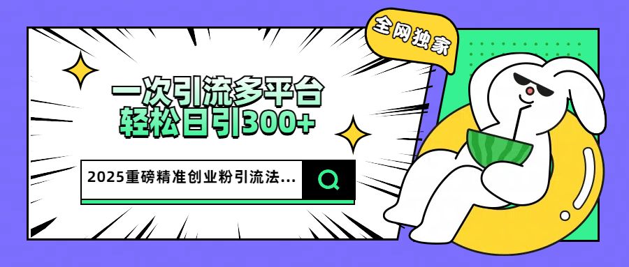 2025重磅全网独家引流法,一次多平台,轻松日引300+精准创业粉-布谷屋免费网赚资源网