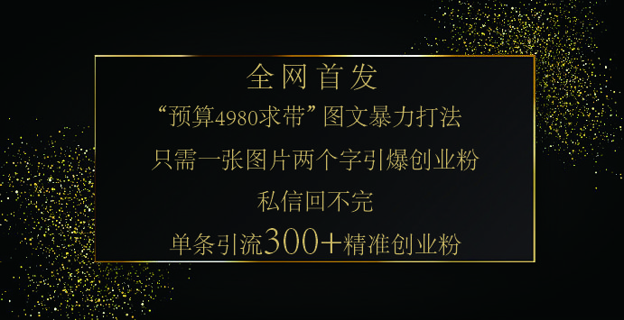 小红书,“预算 4980 带我飞” 的神奇图片引流法,堪称涨粉核武器!只需一张图,就能单条笔记凭借此方法,轻松引流 300 + 精准创业粉!-布谷屋免费网赚资源网