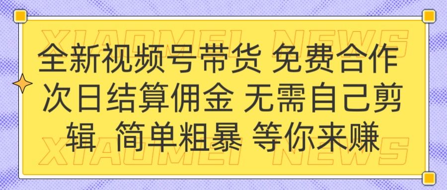全新视频号 免费合作 佣金次日结算 无需自己剪辑-布谷屋免费网赚资源网