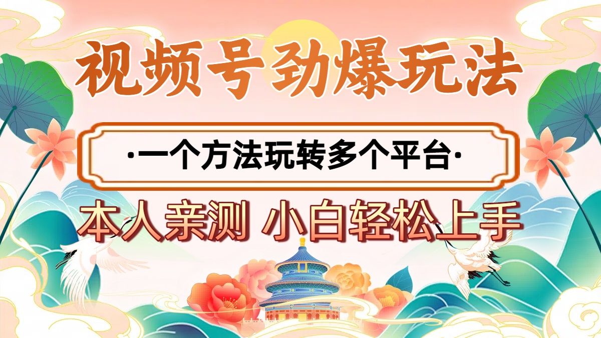 2025年视频号劲爆玩法,一个方法玩转多个平台 小白也能轻松上手-布谷屋免费网赚资源网
