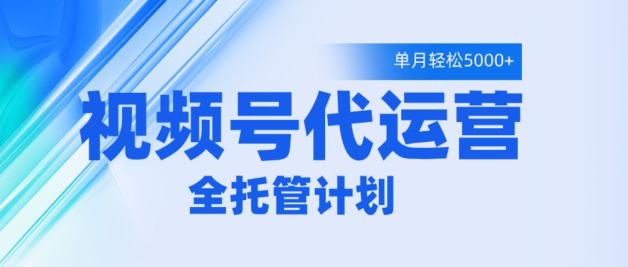 视频号代运营2.0，全程托管招募，单月轻松变现5000+-布谷屋免费网赚资源网