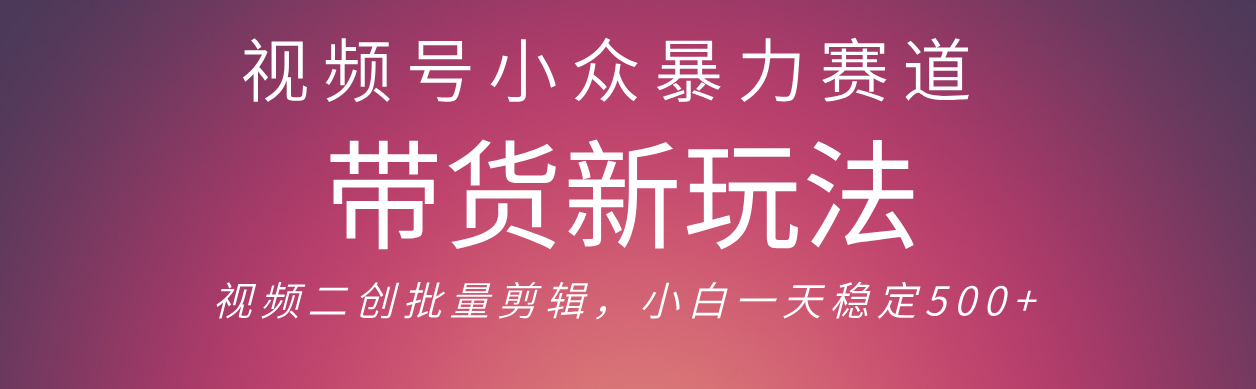 视频号小众暴力赛道,最新带货玩法 小白也能轻松日入500+ 保姆及教程-布谷屋免费网赚资源网