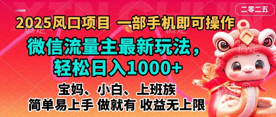 2025蓝海风口项目,微信流量主最新玩法,轻松日入1000+,简单易上手,做就有 收益无上限-布谷屋免费网赚资源网