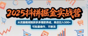 2025抖拼掘金实战营,从流量截胡到拼多多爆款养成,单店日入500+ 可批量操作,不断流-布谷屋免费网赚资源网