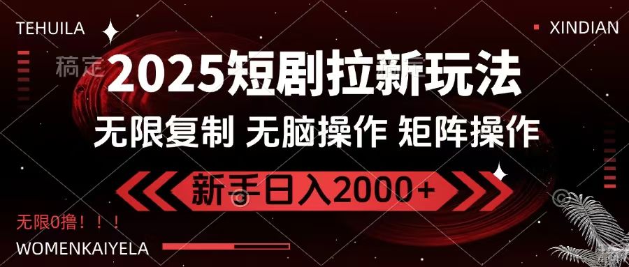 2025短剧拉新玩法，无需注册登录，无限0撸，无脑批量操作日入2000+-布谷屋免费网赚资源网
