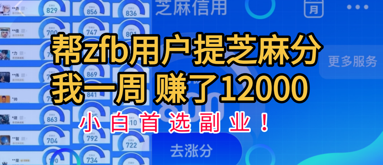 帮支付宝用户提升芝麻分，一周赚了一万二！小白首选副业！-布谷屋免费网赚资源网