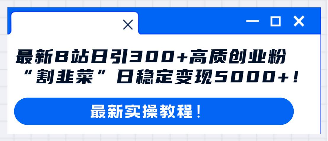 图片[1]-最新B站日引300+高质创业粉教程！“割韭菜”日稳定变现5000+！-布谷屋免费网赚资源网