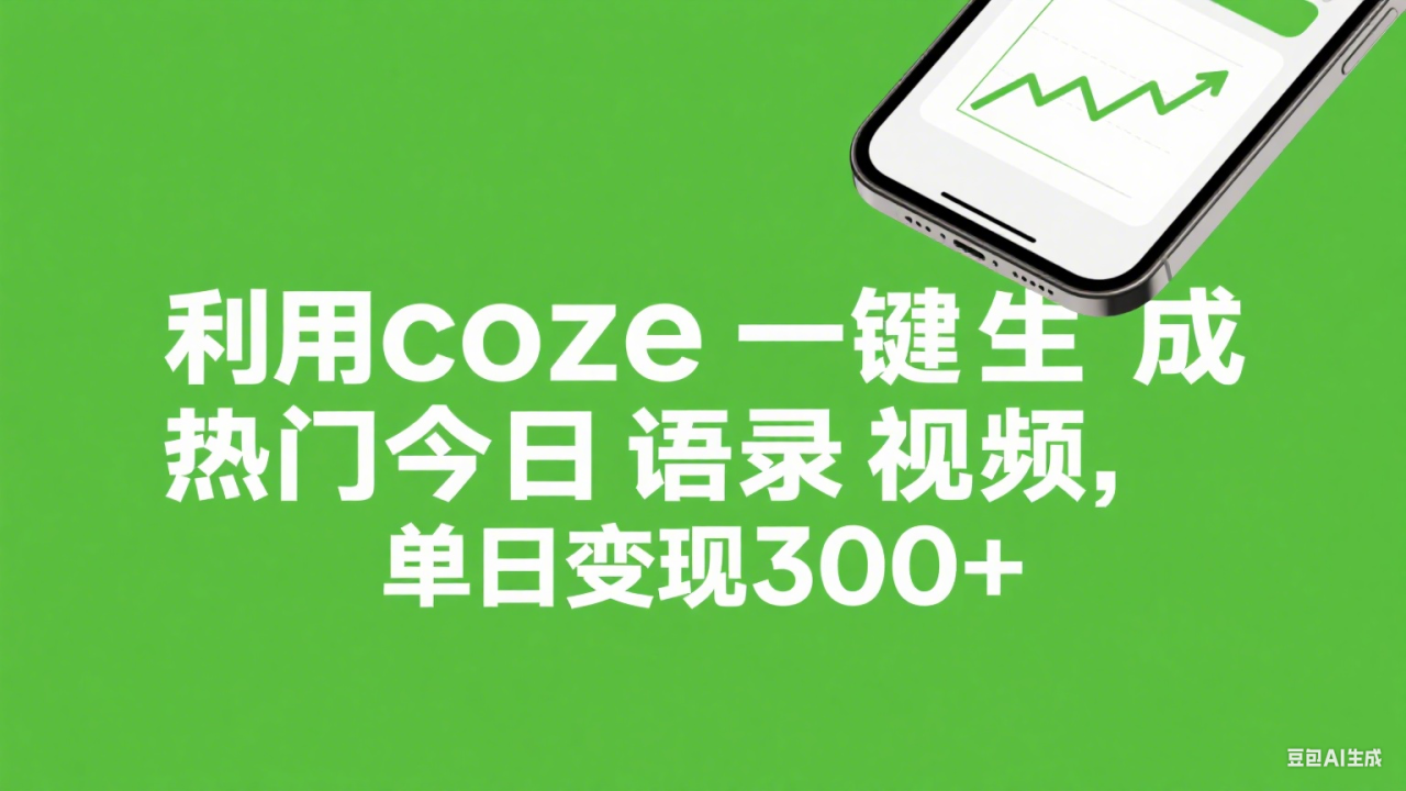 利用coze一键生成热门今日语录视频,单日变现300+-布谷屋免费网赚资源网