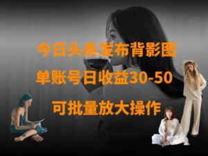 今日头条发布背影图 单账号日收益30-50 可放大操作-布谷屋免费网赚资源网