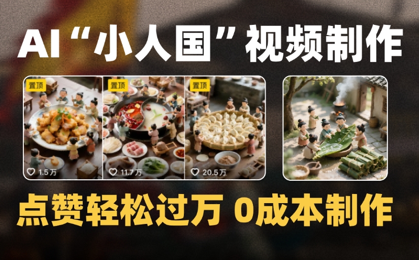 爆款1000W+微缩景观迷你小人国AI视频，0成本制作全流程教学-布谷屋免费网赚资源网