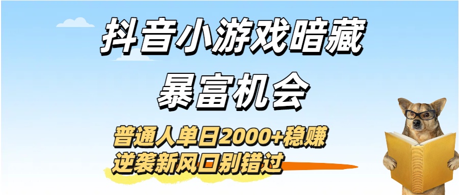 抖音小游戏暗藏暴富机会！普通人单日2000+稳赚，逆袭新风口别错过-布谷屋免费网赚资源网