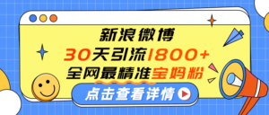 微博30天引流1800+全网最精准“宝妈”!手把手演示!-布谷屋免费网赚资源网