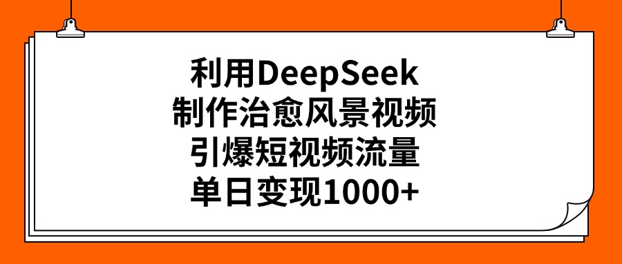 利用DeepSeek制作，治愈风景视频，引爆短视频流量，单日变现1000+-布谷屋免费网赚资源网