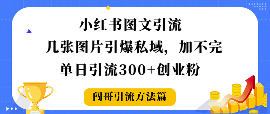 小红书图文引流，几张图片引爆私域加不完，单日引流300＋创业粉-布谷屋免费网赚资源网