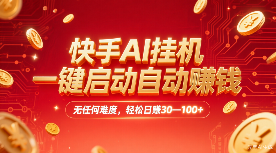 快手AI,一键启动自动赚钱 无任何难度,轻松一天30—100+-布谷屋免费网赚资源网