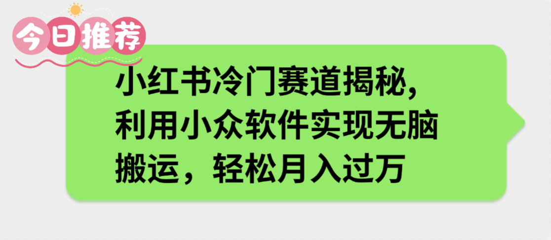 小红书冷门赛道揭秘,利用小众软件实现无脑搬运，轻松月入过万-布谷屋免费网赚资源网