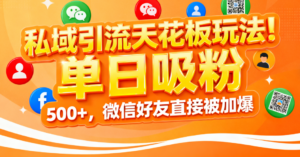 私域引流天花板玩法!单日吸粉 500+,微信好友直接被加爆-布谷屋免费网赚资源网