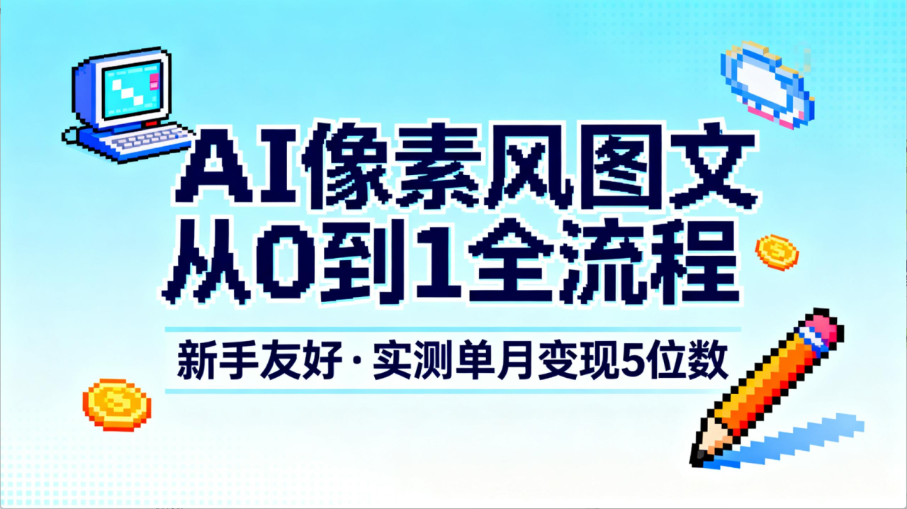 图片[1]-AI像素风图文从0到1全流程，新手友好，实测单月变现5位数-布谷屋免费网赚资源网