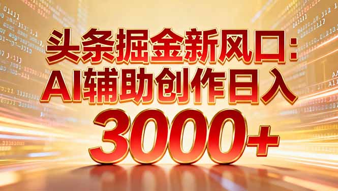图片[1]-头条掘金新风口：AI辅助创作日入3000+，矩阵玩法当天启动隔天见效-布谷屋免费网赚资源网