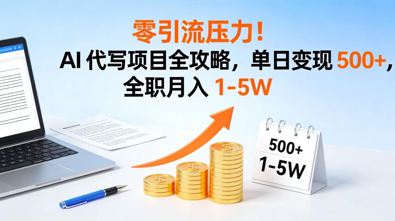 图片[1]-零引流压力！AI 代写项目全攻略，单日变现 500+，全职月入 1-5W-布谷屋免费网赚资源网
